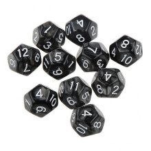 4x 10pcs Twelve Sided Dice D12 Playing D&D RPG Party Games Dices Black
