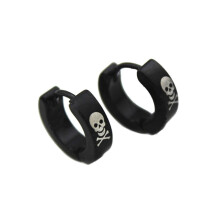 Fashion Black Men Stainless Steel Punk Skull Pattern Ear Clip Stud Ear