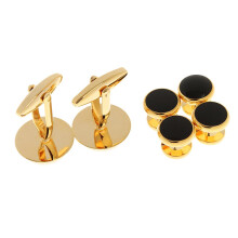 Men Tuxedo Collar Buttons Shirt Cufflinks Formal Dress Costume Gold b