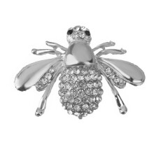 Lovely Cute Honey Bee Rhinestone Brooch Pin for Women Party Gifts Silv