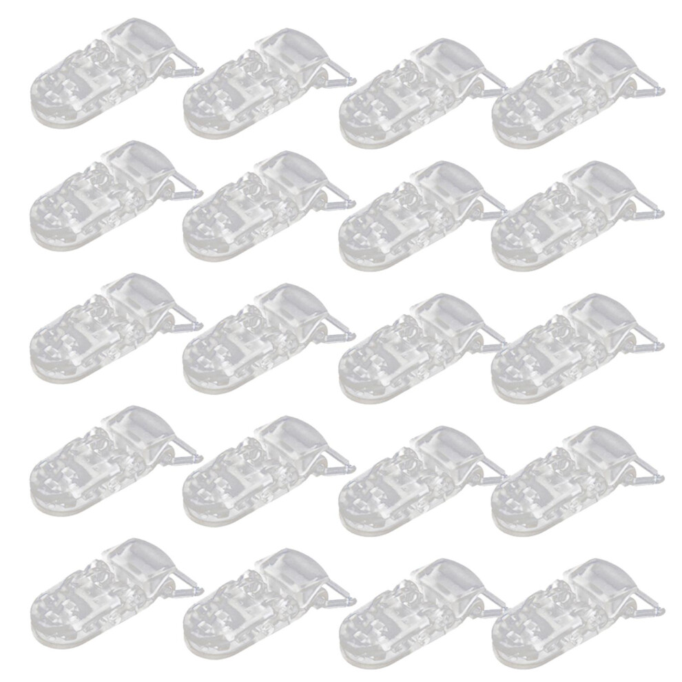 20pcs Clear Plastic Bib Soother Pacifier Clips Suspender Dummy Holders