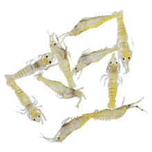 10 pcs Soft Prawn Shrimp Lure Baits Simulation Fishing Lures Yellow