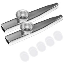 2 Pieces Silver Kazoo With 10 Diaphragm Flute Mouth Harmonica Kids Toy