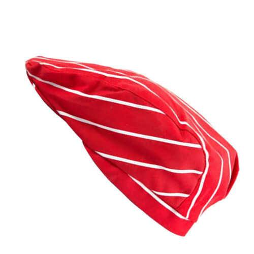 Chef Hat Catering Baker Cook Duckbill Beret Golf Cap Red White Stripes 1
