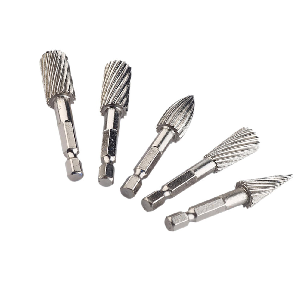 5Pcs 1/4" Shank Rotary Burr Set Hss Rotary Files Rotary Tools Grinding 6901423368859