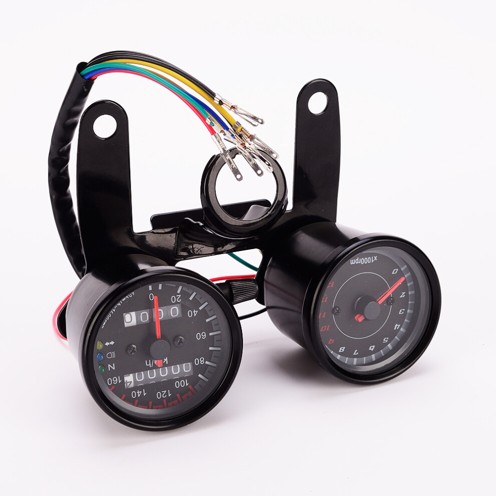 Universal Motorcycle Led Dual Odometer Speedometer Tachometer Speedo M 6901423366589
