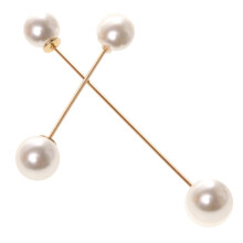 Fashion Delicate Double Ball Faux Pearl Stick Pin Brooch Shirt Collar