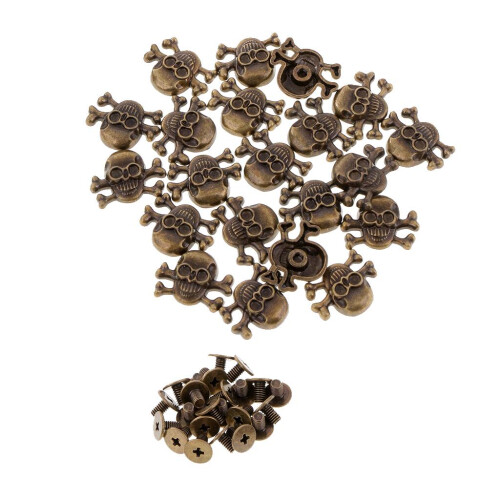 20 Sets Skull Screwback Studs Punk Rivets for Bag Leathercraft Decor B