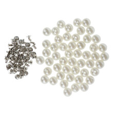 50 Pieces Pearls Rivets Studs Buttons for Sewing Leather Crafts Bag 10