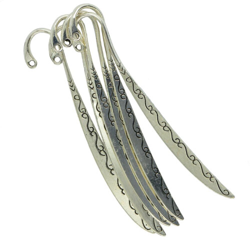 6 Pieces Beading Classic Pattern Carved Bookmarks With Loop for DIY Ma
