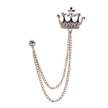 Charming Chain Brooch Crown Crystal Women Men's Tassel Brooch Pin Cors