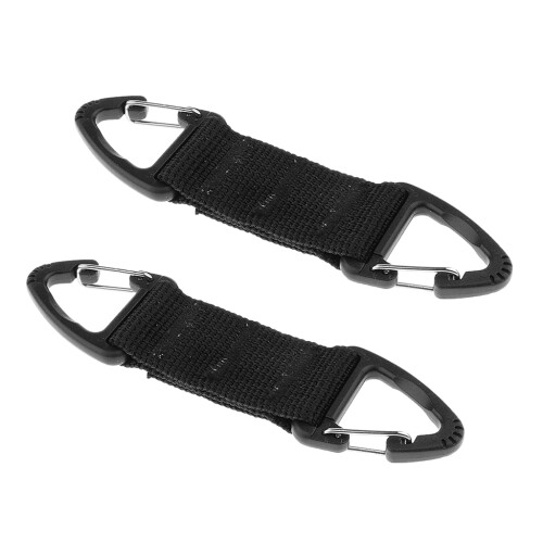 2 Pieces Outdoor Nylon Webbing Backpack Dual Ended Triangular Hook Bla 2