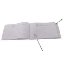 Elegant Wedding Guest Book and Pen Set with Tulle Crystal Decor Party