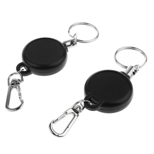 1 Pair 35mm 60cm Key Retractable Clip Keychain Key Ring Pull Reel Key
