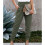 Grüne XL-elastische Hose mit Split-Saum und Taschen 3