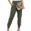 Grüne XL-elastische Hose mit Split-Saum und Taschen 2