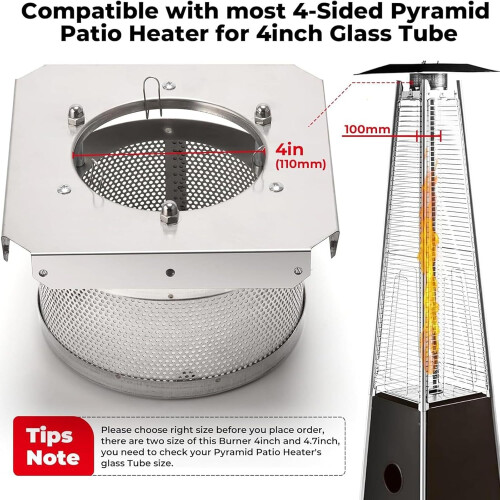 Stainless Steel Burners Replacement For Outdoor Heaters Weather Resistant Rustproof Construction Compatible With Models 2