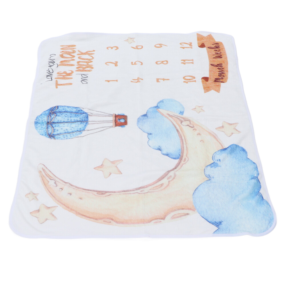Baby Milestone Blanket Double Sided Flannel 100x75cm Moon Balloon Pattern