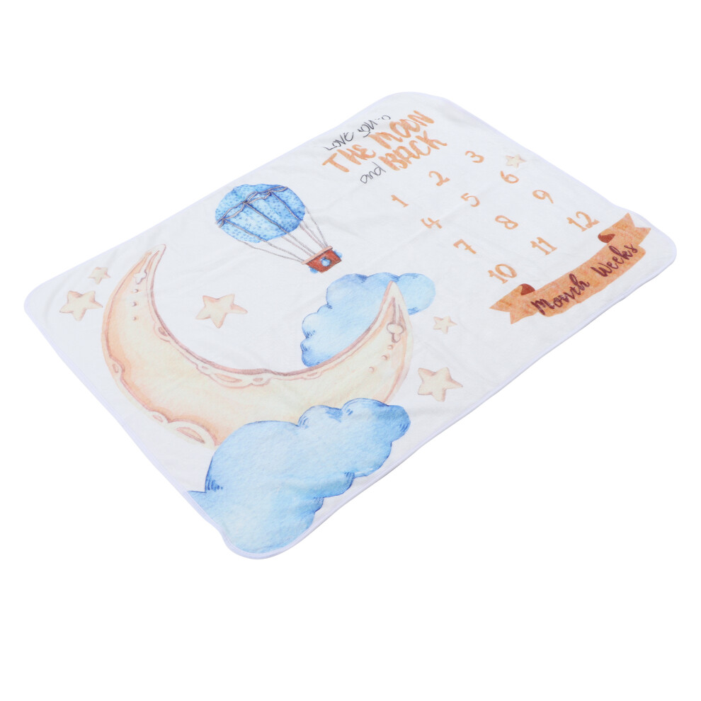 Baby Milestone Blanket Double Sided Flannel 100x75cm Moon Balloon Pattern