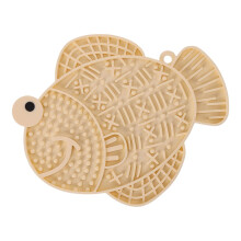 Katzenleckmatte Cats Lick Mat Silicone FishShaped Licking Pad With Suction Cup For Cats And Puppies Apricot