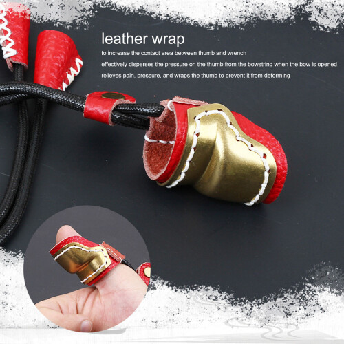 Traditional Bow Shooting Red Leather Archery Thumb Ring Finger Protector 1
