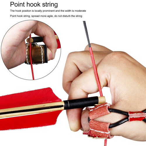 Red Leather Adjustable Thumb Ring Guard: Ergonomic Archery Protector 1