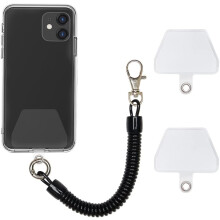 Cureaua de siguranta pentru mobil / curea spirala cu carabiniera Neagra