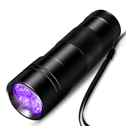 UV-Taschenlampe mit 12 LED-Perlen Schwarz 395 nm