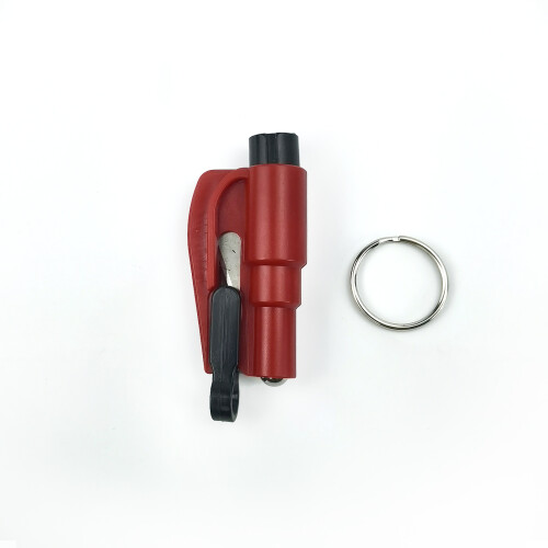 Schlüsselanhänger mit Scheibenbrecher und Gurtschneider Rot   Type B 1