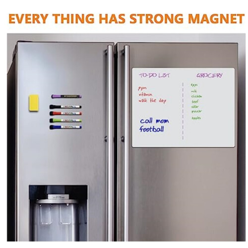 Magnetisches Whiteboard für Kühlschrank – A3 & A4, weiches Magnetmaterial, abwischbar ohne Geisterbildung White A3 2