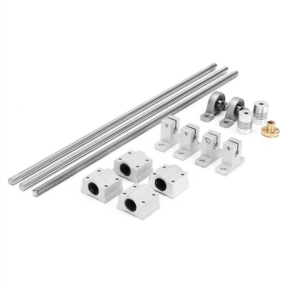 Linear Motion Shaft Support T8 Lead Screw Set With Pillow Block Bearings And Coupling, 400Mm 9199774927888