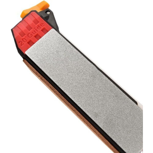 Knife Sharpener DoubleSided for Kitchen and Camping Knives, Compact Manual 17cm Red 2