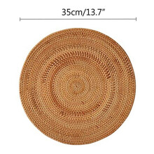 Rattan Gewebte Tisch Sets, Runde Tisch Sets, Rutschfeste Hitze BestäNdige Tisch Set, Wicker Tisch Set, Untersetzer für Warme Gerichte Rund