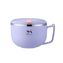 Stainless Steel Ramen Bowl with Lid 900ml Double Insulated Instant Noodle Soup Bowl with Handle