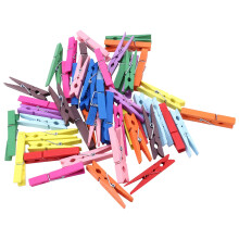 3-Tums Stora Naturliga FäRgglada TräKläDnypor, Set med 50 Stift, Olika FäRger