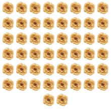KüNstliche Blumen Seide Rose Blumen KöPfe, 50 StüCk für Hut Kleidung Album Dekoration, Hochzeit Dekoration (Gold)
