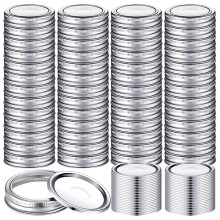 100 Stuks Inmaakpotdeksels en Bandenset, Gespleten Deksels met Siliconen Afdichtingsringen, Lekvrij en Veilig Inmaken, 70 mm