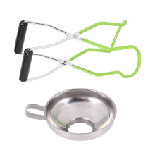 2 Piezas Pinzas para Levantar Tarros de Conservas de Acero Inoxidable y Embudo para Conservas para Tarros de Boca Ancha y Regulares, FáCil de Limpiar