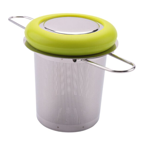 Tea Infuser Stainless Steel Tea Strainer Folding Handle Tea Filter Extra Fine Mesh Strainer Brewing Basket (Green)