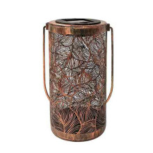 Lanterna Solare Lampada Solare da Giardino Retrò Scavata Nella Lanterna con Ombra Della Foresta Lampada un Sospensione Illuminazione per Esterni