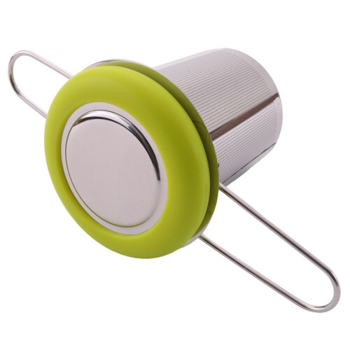 Tea Infuser Stainless Steel Tea Strainer Folding Handle Tea Filter Extra Fine Mesh Strainer Brewing Basket (Green) 2