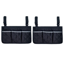2PCS Wheelchair Armrest Side Storage Bag Portable Pocket Suitable for Most Walking Wheels and Mobile Equipment