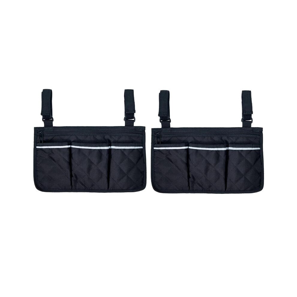 2PCS Wheelchair Armrest Side Storage Bag Portable Pocket Suitable for Most Walking Wheels and Mobile Equipment