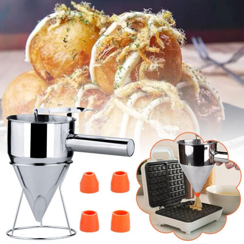 Stainless Steel Pancake Batter Dispenser with Handle for Precise Portion Control and Dessert Making 2