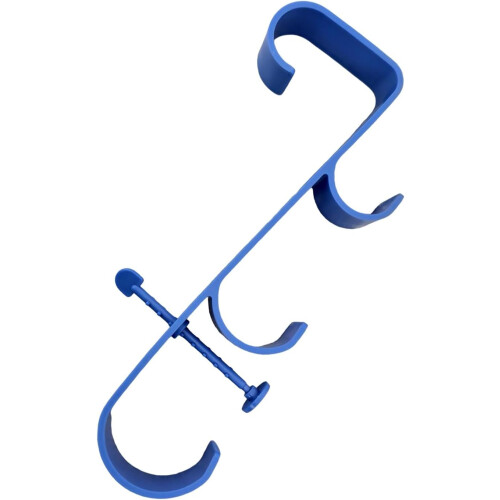 Adjustable Pool Skimmer Holder with Telescopic Storage Hook for Poolside Organization Blue 1