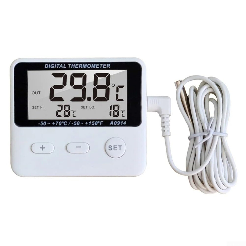 Digital Fridge Thermometer with External Sensor for Refrigerator Freezer Aquarium and Kitchen Storage