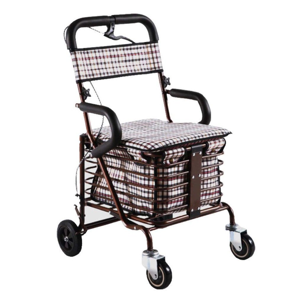 Rollator Walker with Seat and Shopping Cart, Lightweight Folding 4 Wheel Design for Seniors