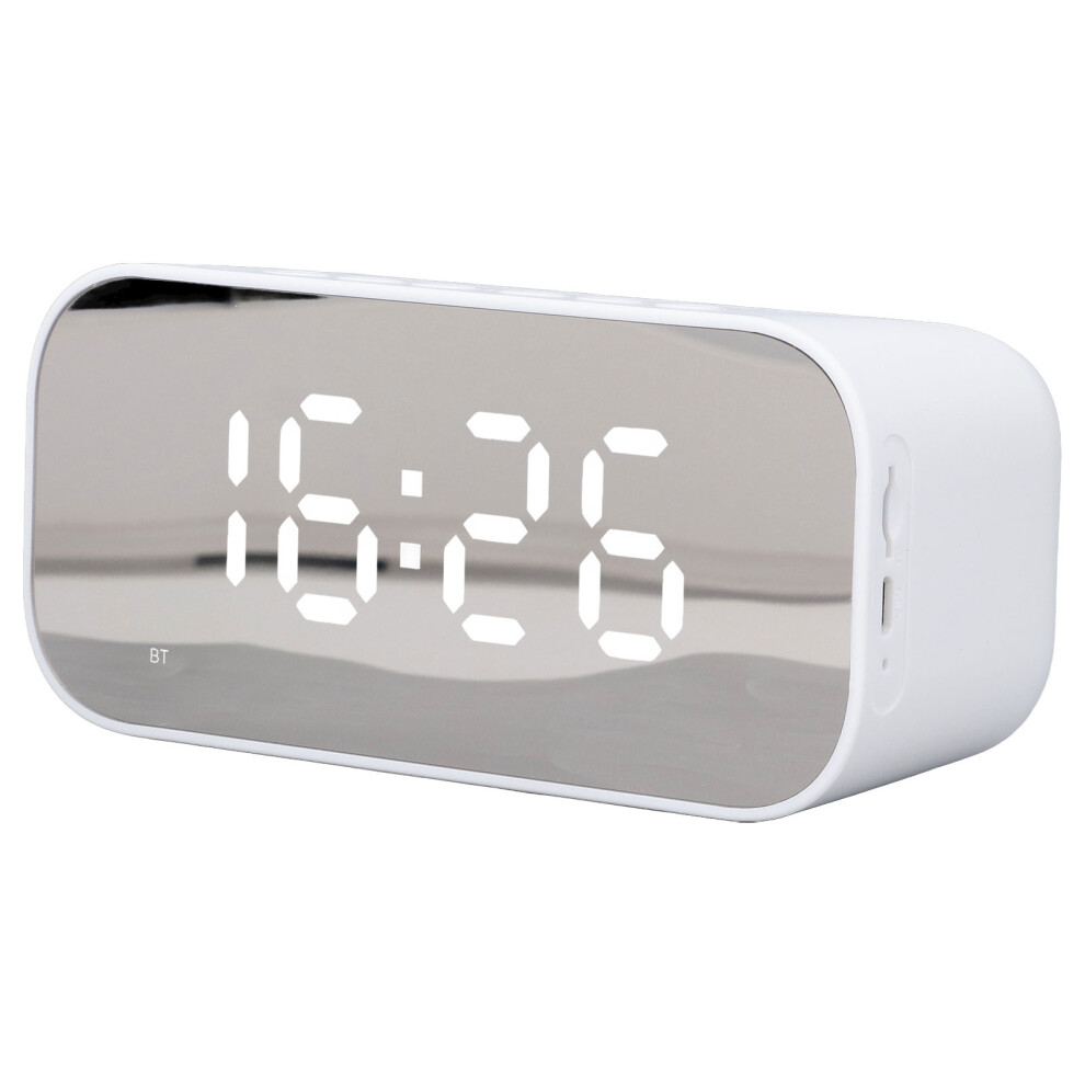 Home Office Bluetooth Speaker Alarm Clock Radio With Fm & Dual Alarms White 4661374947795