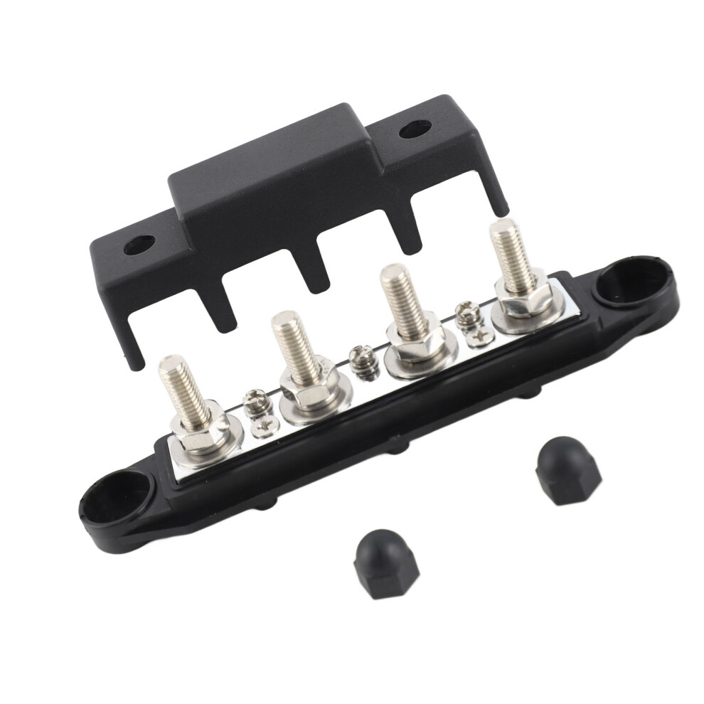4 Post Power Distribution Block 250A M8 Studs With Cover - Black 9431374948116