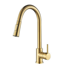 Faucet Brushed Gold Pull Out Sink Tap Single Handle Mixer Tap 360 Rotation Gold A